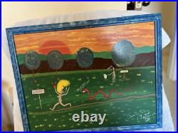 Folk Art By Benny Carter Title (THE RACE IS ON) 1st painting of 2000