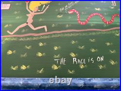 Folk Art By Benny Carter Title (THE RACE IS ON) 1st painting of 2000