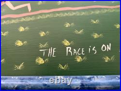 Folk Art By Benny Carter Title (THE RACE IS ON) 1st painting of 2000