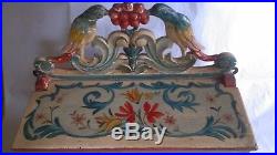 Folk Art Carved & Painted Salt Candle Wall Box Eastern European Birds & Flowers