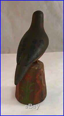 Folk Art Carved Polychrome Painted Wood Bird Statue Sculpture Carving Aafa