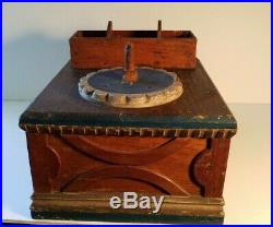 Folk Art Early Sewing Ballot Box Painted Carved