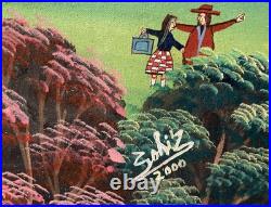 Folk Art Framed Painting Vibrant Bustling Village47x 35 1/2 Sohiz Signed Large Folk Art Framed Painting Vibrant Bustling Village47x 35 1/2 Sohiz Signed Large