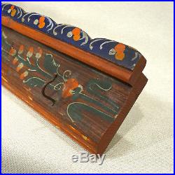 Folk Art Game Fowl Rack Herb Drying Hand Painted Carved Original Iron Hooks Rare