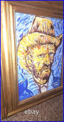 Folk Art Impasto Painting by the Late Lee Harris (R-Man)- Playing With Van Gogh