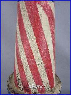 Folk Art Maine Barber Shop Pole Trade Sign Lighthouse Shaped Painted Wood