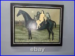 Folk Art, Original Jacob Knight Canvas Panting Very Rare One Of A Kind 1950s-80s