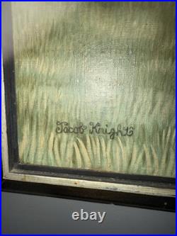Folk Art, Original Jacob Knight Canvas Panting Very Rare One Of A Kind 1950s-80s