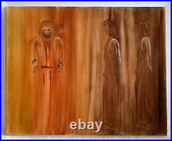 Folk Art Outsider Vintage Original Painting Ghosts of Three Kings Inspirational
