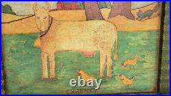 Folk Art Painting CHAUNCEY THE COW 16x19 signed AMOS