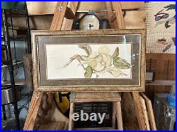 Folk Art Painting Flower Orchid Signed Karen Manderscheid Watercolor Framed