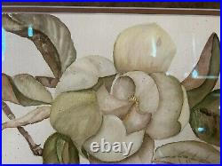 Folk Art Painting Flower Orchid Signed Karen Manderscheid Watercolor Framed