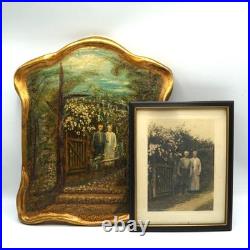 Folk Art Painting & Photograph Pair Morgantown WV Couple Appalachian Americana