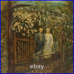 Folk Art Painting & Photograph Pair Morgantown WV Couple Appalachian Americana