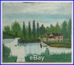 Folk Art Primitive Oil Painting Landscape
