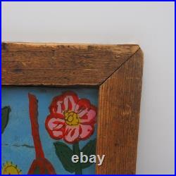 Folk Art Reverse Glass Painting Angels Praying Woman in Coffin Latin American