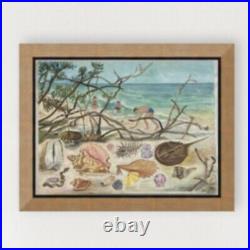 Folk Art Vintage Sanibel Painting Florida Beach Mangrove Shelling 18 X 24