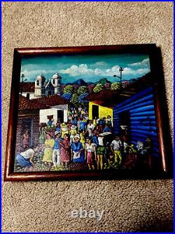 Folk Art oil Painting of Village