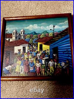 Folk Art oil Painting of Village