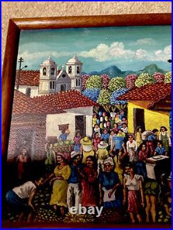 Folk Art oil Painting of Village