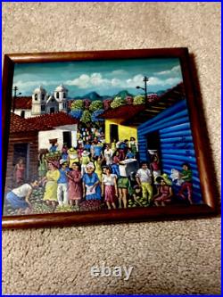 Folk Art oil Painting of Village