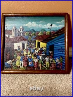 Folk Art oil Painting of Village