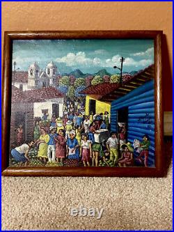 Folk Art oil Painting of Village