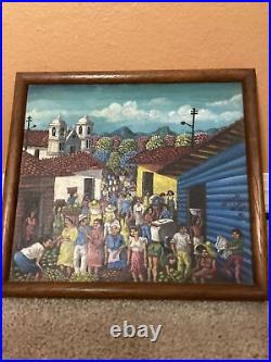 Folk Art oil Painting of Village