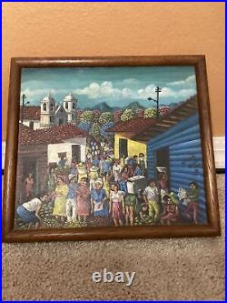 Folk Art oil Painting of Village