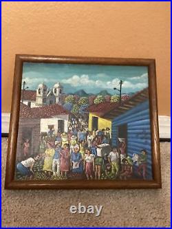 Folk Art oil Painting of Village