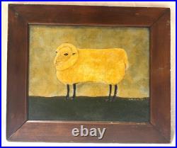 Folk Artist Sandy Laughlin Signed + Framed Acrylic On Canvas Painting 12x 10.5