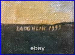 Folk Artist Sandy Laughlin Signed + Framed Acrylic On Canvas Painting 12x 10.5