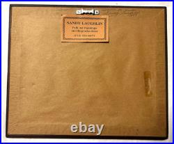 Folk Artist Sandy Laughlin Signed + Framed Acrylic On Canvas Painting 12x 10.5