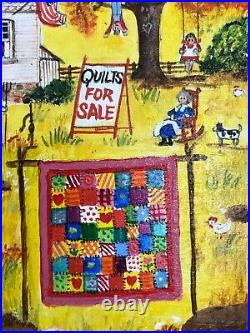 Folk art Painting by Marylin Sonnichsen Title Americana signed in 1976 framed