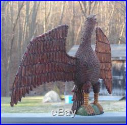 Folk art wood eagle carving Schimmel style by Robert Rogers old paint