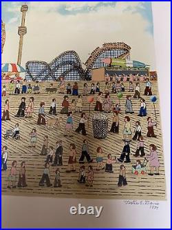 Folk artist NYC Vestie Davis Coney Island Serigraph signed 255/300'77