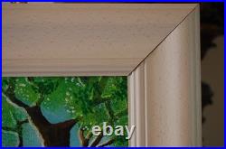Framed Signed Folk Art Acrylic Painting Flower Forest Landscape Scene By Beily
