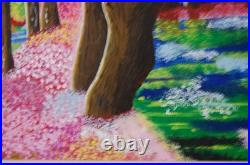 Framed Signed Folk Art Acrylic Painting Flower Forest Landscape Scene By Beily