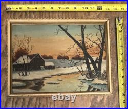 Framed Signed Original Painting Folk Art Artist Board Early 20th Century