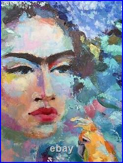 Frida Kahlo Abstract Women Portrait Original Painting Feminist Folk Art 20X16