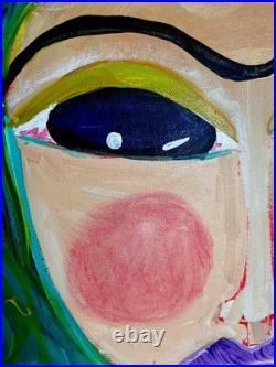 Frida Kahlo Original Painting Large Canvas Painting Morning Coffee