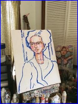 Frida Kahlo Original Painting Mexican Folk Art Day of the Dead Portrait Spring
