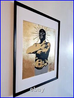 Frida Kahlo Pop Art painting silkscreen original Art folk art Milagros framed Frida Kahlo Pop Art painting silkscreen original Art folk art Milagros framed