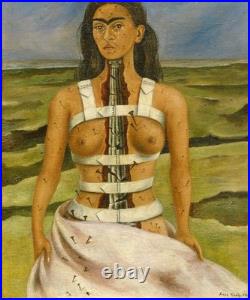 Frida Kahlo Signed Oil Painting on Canvas in Mexican Art
