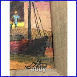 Fritzner Deluy Original Folk Painting Hatian Beach Listed