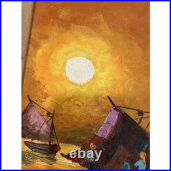 Fritzner Deluy Original Folk Painting Hatian Beach Listed