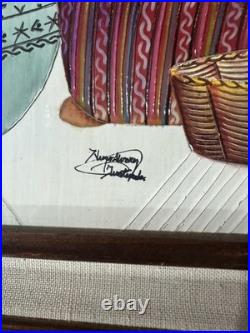 GUATEMALAN FOLK ART PAINTING Women Figures Signed Alvarez JOYABAJ