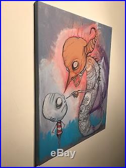 GUS FINK ORIGINAL art Painting Acrylic lowbrow folk surreal FACE YOUR FEARS