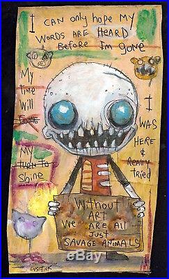 GUS FINK art ORIGINAL painting outsider lowbrow abstract folk BEFORE I'M GONE