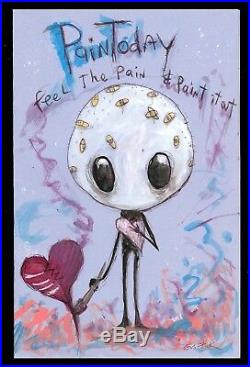GUS FINK art ORIGINAL painting outsider lowbrow folk abstract love PAIN TODAY